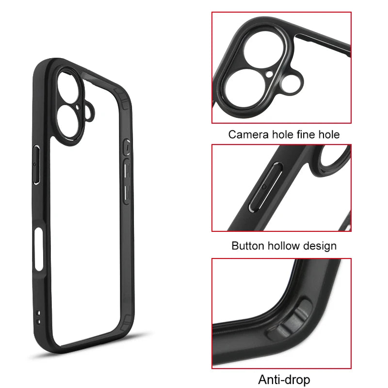 For iPhone 16 Case Silicone TPU Transparent Shockproof Protector Case For iPhone 16 Pro Max Cover For iPhone 16 Plus Case