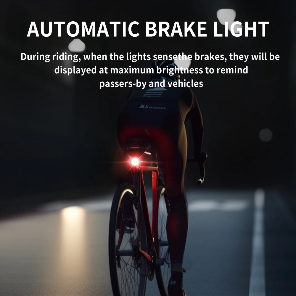 Rear Light Bicycle Smart Auto Brake Sensing Light IPX6 Waterproof USB Charging LED Cycling Light Warning Taillight
