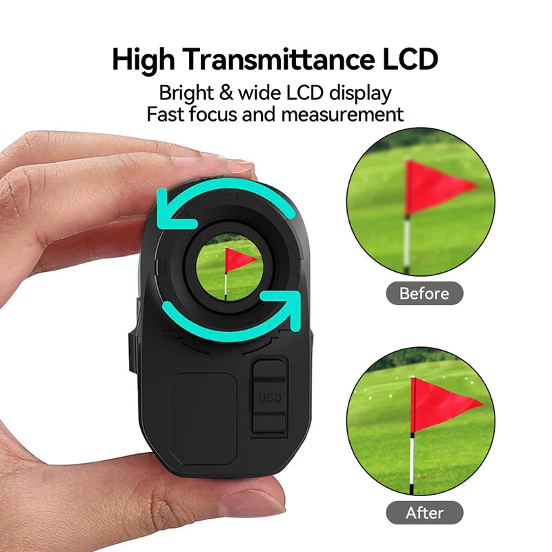 PF280 Pro Golf Laser Rangefinder 600M Rechargeable Distance Meter with Vibration & Magnetic Stripe for Golf Hunting