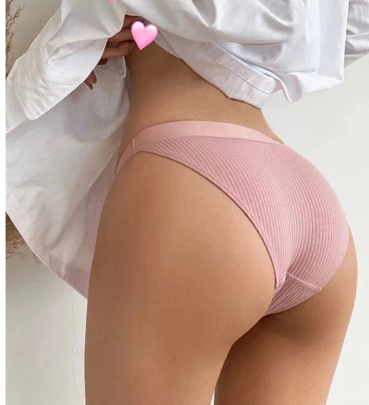Striped Panties Pure Cotton Briefs Solid Seamless Underwear for Woman Lingerie