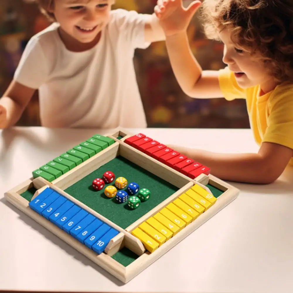 Wooden Four Player Shut the Box Dice Board Game