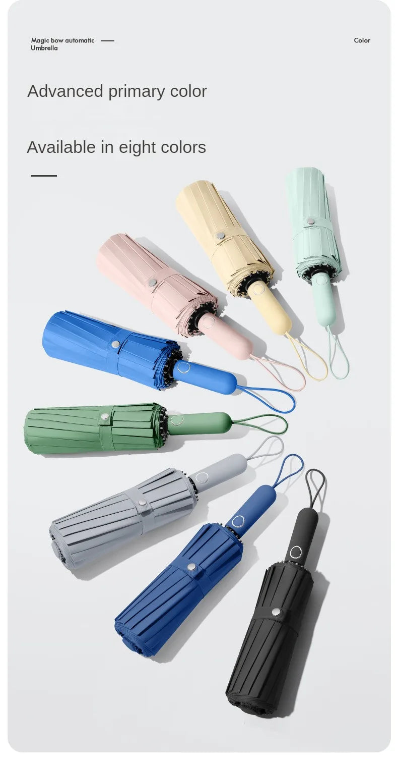 Automatic Folding Umbrella 16 Bone Windproof Large 105cm Sun Shade Rain Protection Travel Umbrella