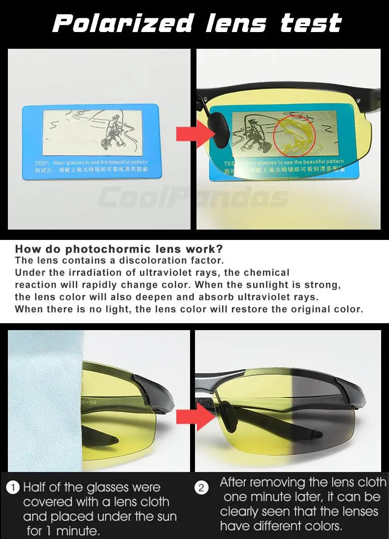 Aluminum Photochromic Polarized UV400 Mirror Driving Sunglasses for Men Women