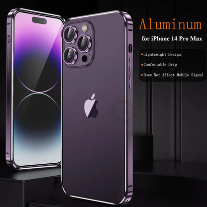 Luxury Light Aluminum Metal Frame For iPhone 13 14 Plus 15 16 Pro Max 16p Bumper Case Thin Alloy Protective Back Accessories