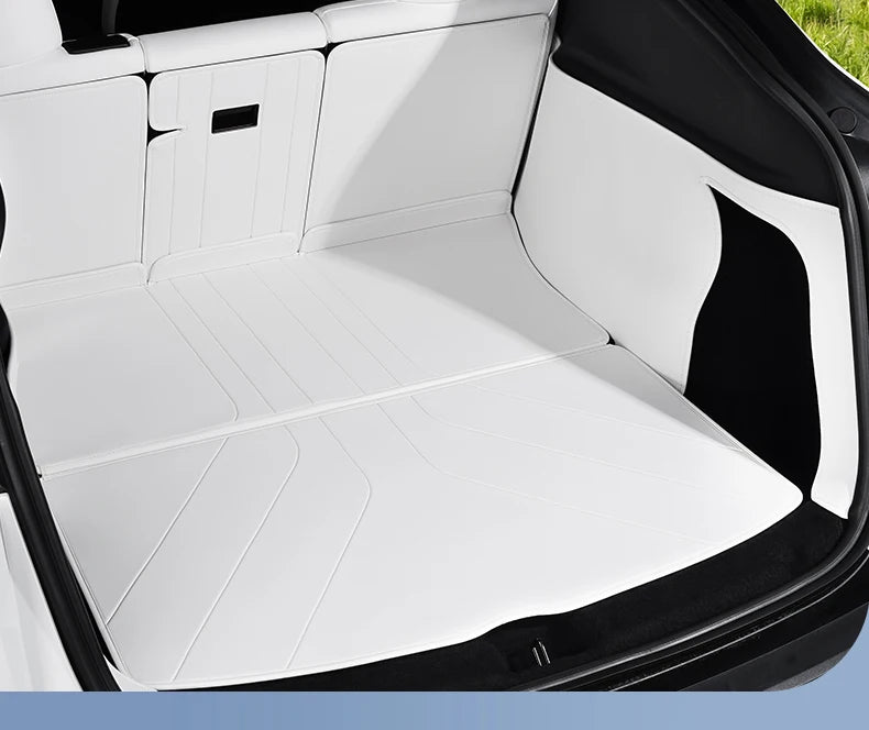 Custom Nappa Leather Trunk Mat Set for Tesla Model Y Juniper 2025 2026 Full Coverage Cargo Liner 7 Piece