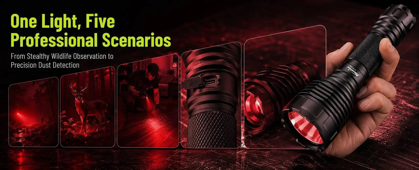 Red Light Rechargeable LED Flashlight