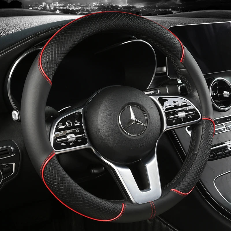 Universal Leather Diamond Steering Wheel Cover 37CM 38CM