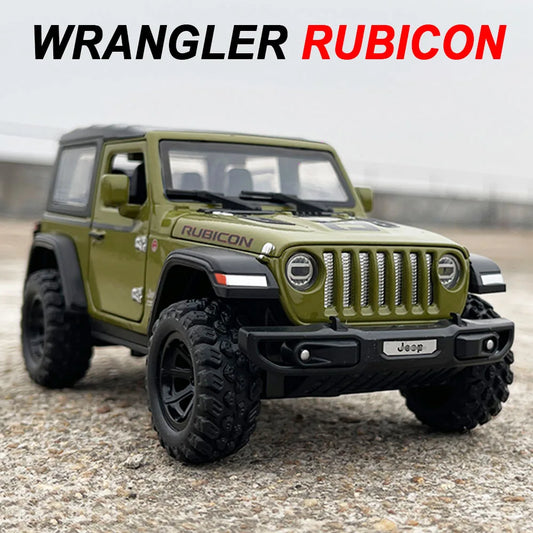1:32 Wrangler Rubicon Diecast Off-road Vehicle Alloy Model Toys Car Doors Opened with Sound Light Pull Back Police Cars  Gift