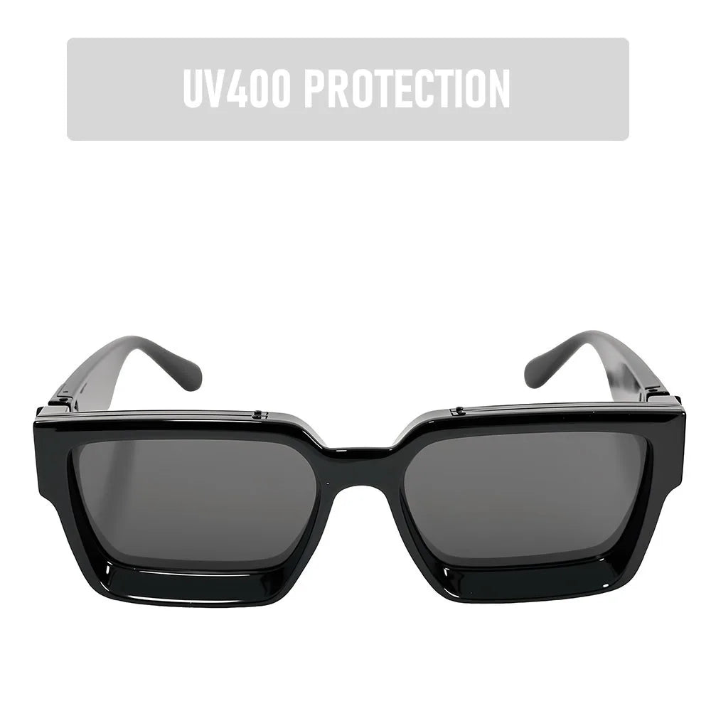 Vintage Square Thick Frame Sunglasses With UV400 Protection