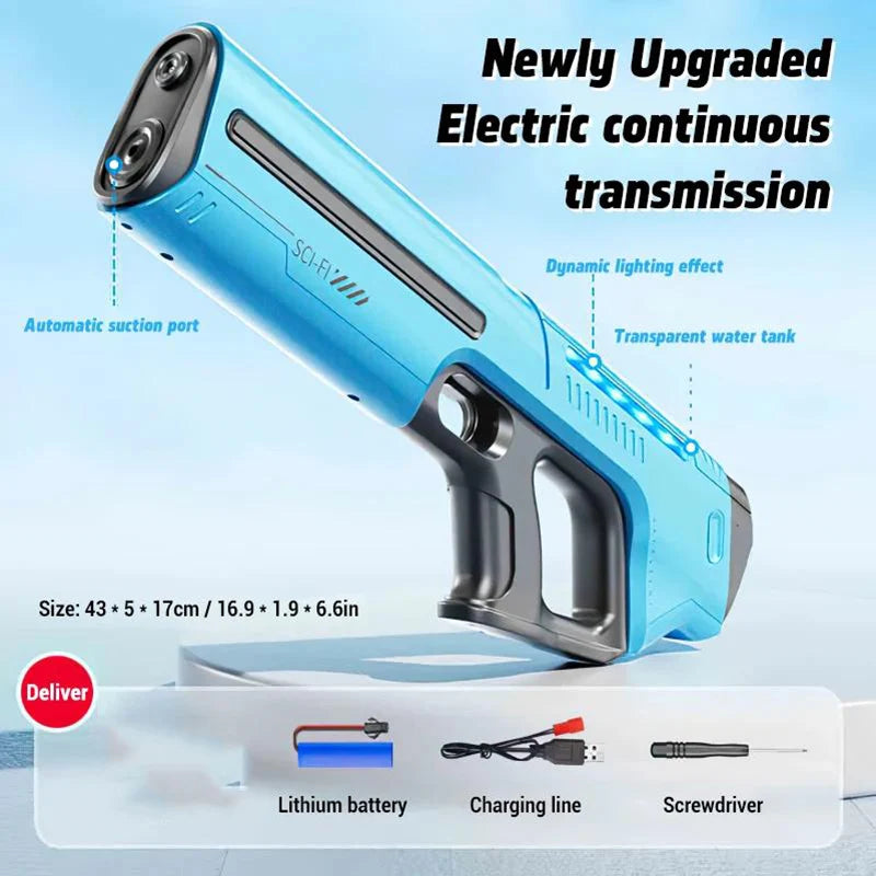 Fully Electric Big Water Gun High Pressure Rechargeable Water Blaster for Outdoor Summer Activities