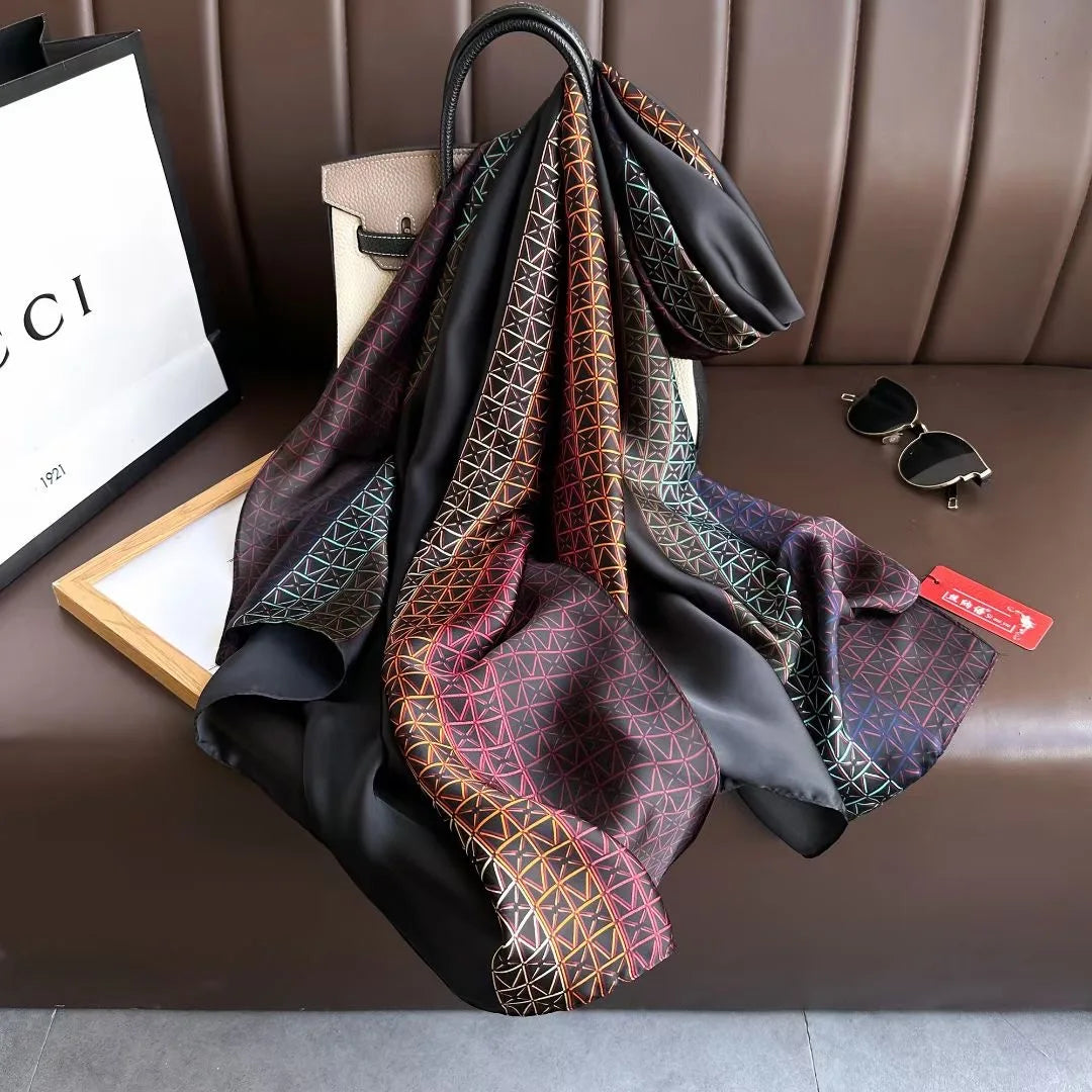 Women Summer Silk Scarves Shawl Lady Wrap Soft Female Echarpe Designer Beach Stole Bandana foulard muffler