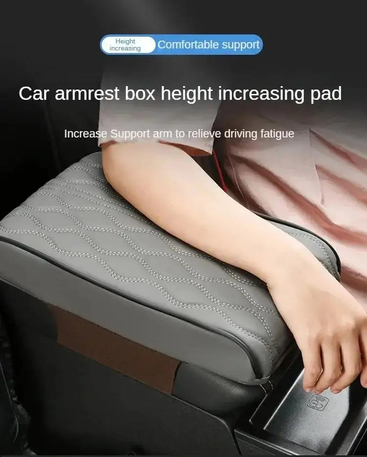 Wave Embroider PU Leather Car Armrest Mat Center Console Arm Rest Protection Cushion Auto Armrests Storage Box Cover Pad