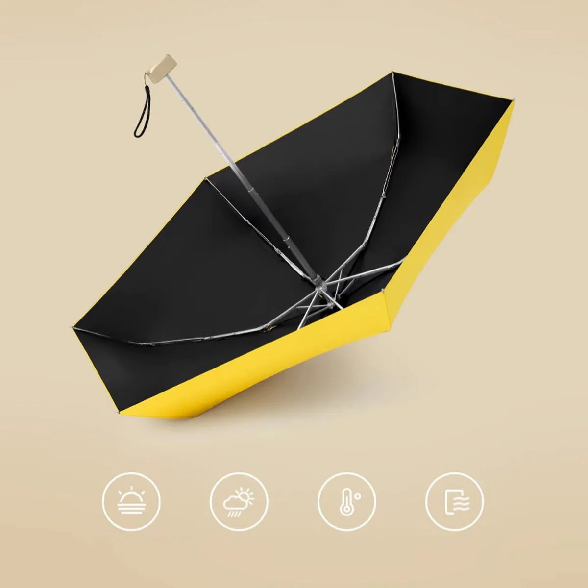 Mini Pocket Folding Umbrella Aluminum Alloy Frame Five Fold UV Protection Ultra Light Compact Travel Umbrella Sun Rain Use
