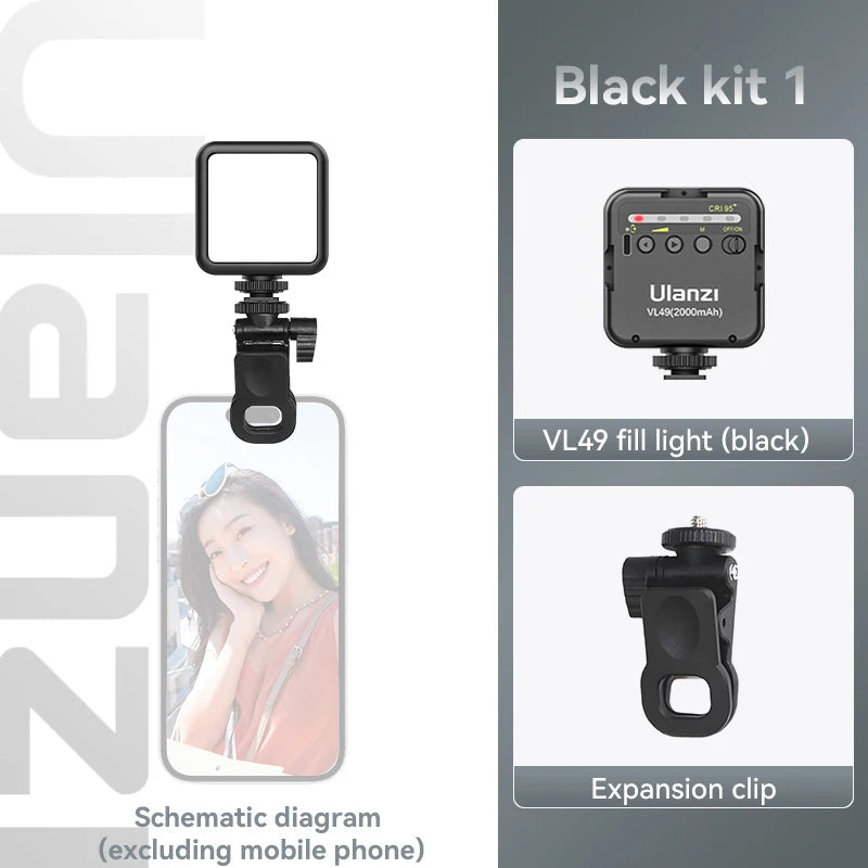 Mini Vlog LED Fill Light 6W 5500K Rechargeable 2000mAh Dimmable Phone Video Lighting