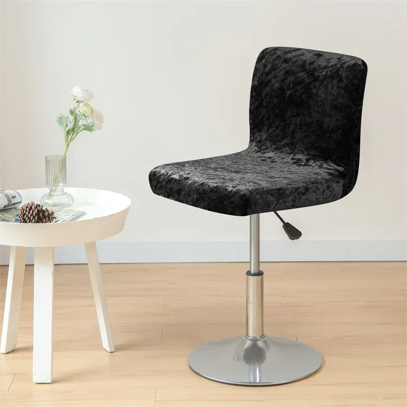 1PC Shiny Velvet Short Bar Chair Covers Stretch Back Bar Stool Covers Small Size Dining Barstool Slipcovers Party Banquet Decor