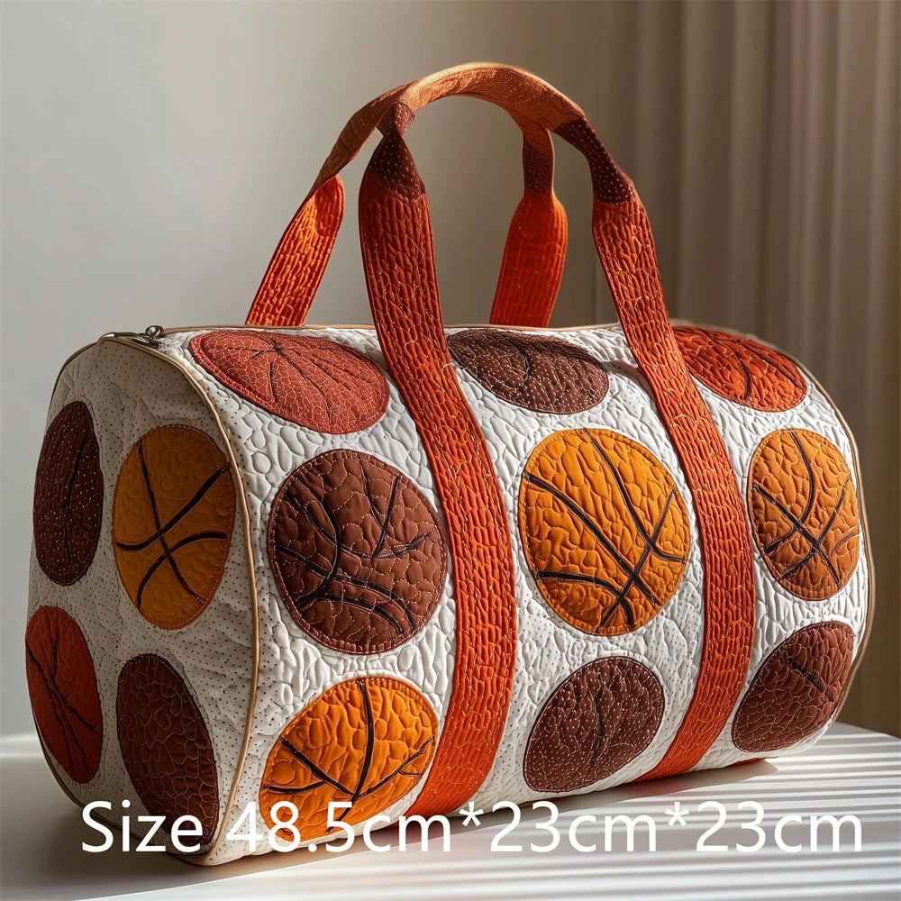 Basketball 3D Printed Quilted Duffel Bag Large Capacity Sport Travel Gym Bag Weekender Overnight Bag for Unisex Basketball Fans