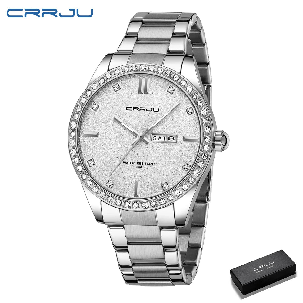 Men Watch Moissanite Diamond Luxury Brand Golden Dial Watches with Stainless Steel Band with Luminous Relogio Masculino