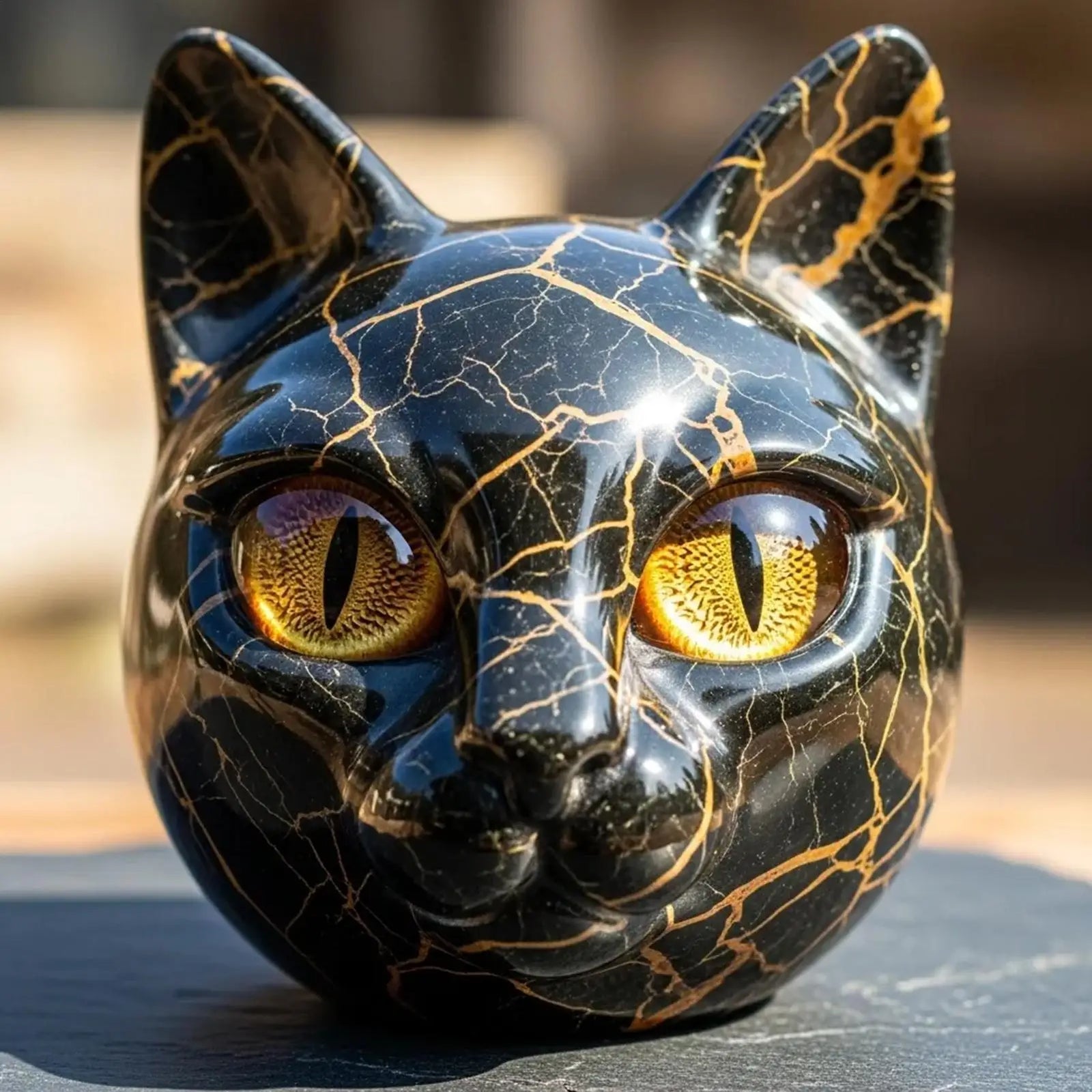 Cat Sculpture Elegant Black Cat Figurines Art Sculpture Resin Desk Decor Art Piece For Men Women Animal Lovers Housewarming