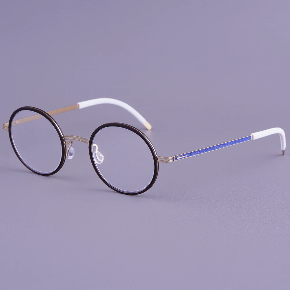 Vintage Round Titanium Acetate Eyeglasses Frame