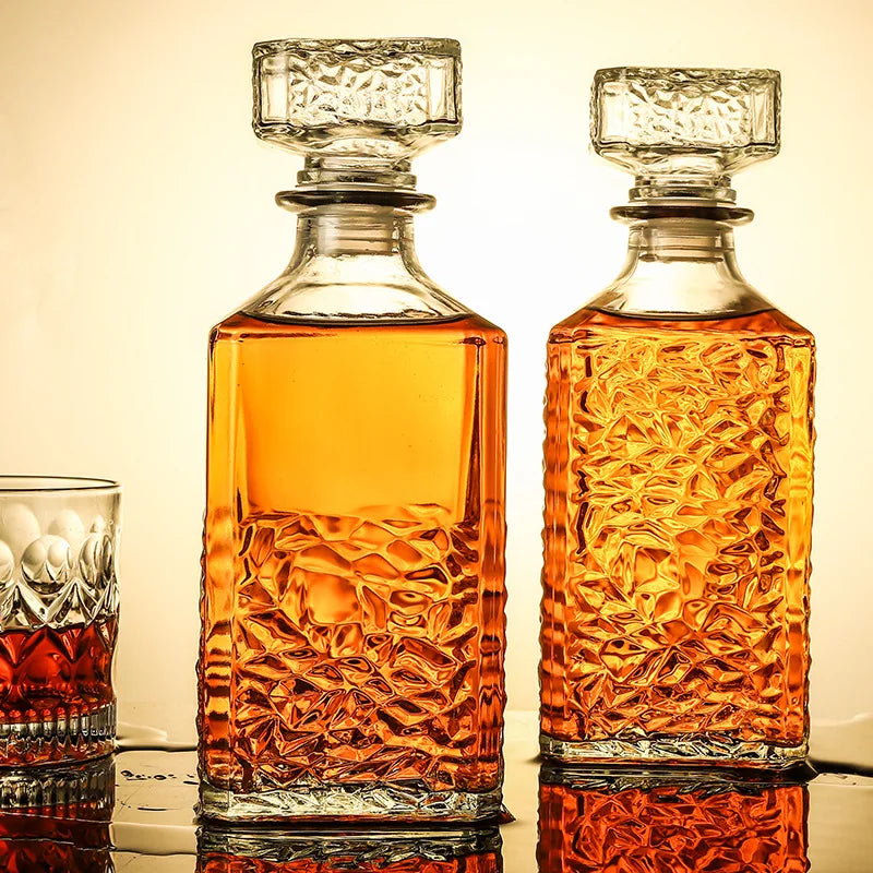 3 styles barware wine glass bottle 1000ml lead-free glass whiskey decanters for Liquor Scotch Bourbon
