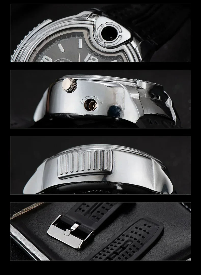 Outdoor Watch Inflatable Lighter Fashion Metal Gas Windproof Portable Open Flame Lighter Smoking Cool Personality Gift 2025 New