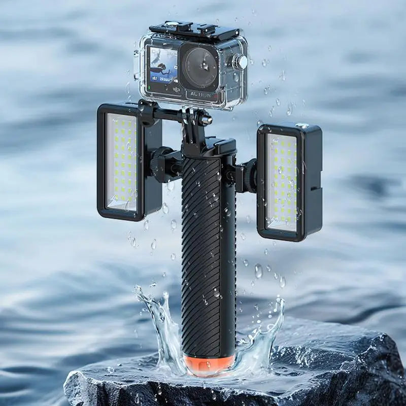 Buoyant Anti-Sink Dive Handle With Dual Cold Shoe Mounts for Insta360 Ace Pro Ace / DJI / Gopro Action Cameras Accessories