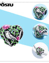 Fashion Spring Series Charms Beads Real 925 Sterling Silver Flower Bird Pendent