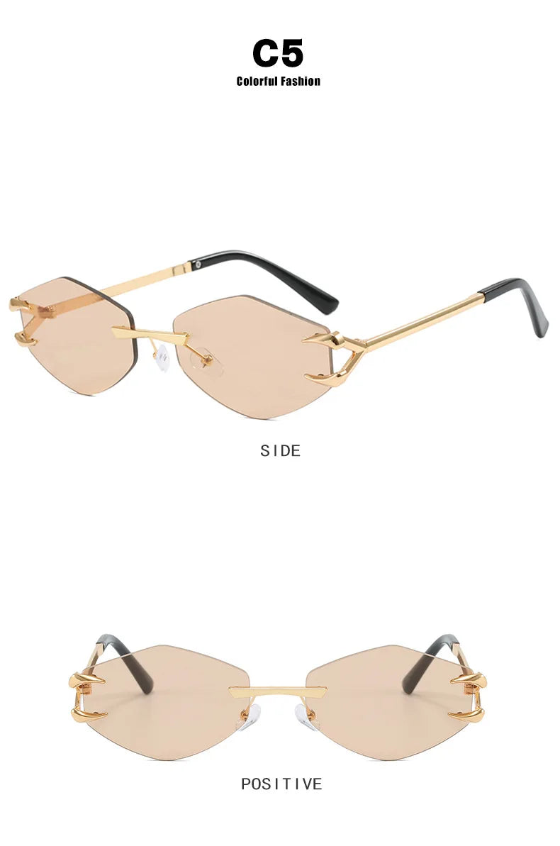 Sunglasses Personalized Frameless Glasses Polygonal Sun Glasses Casual Hip-Hop Trendy Outdoors Eyeglasses Men UV400