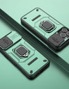 For iPhone 16 Pro Max Case Lens Protection Sliding window Cover For iPhone 16 Pro Max Cover Armor Shockproof Silicone Ring Stand