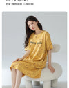 Women’s Cotton Nightgown – Korean Style Cute Print, Summer Short Sleeve Sleepwear Dress