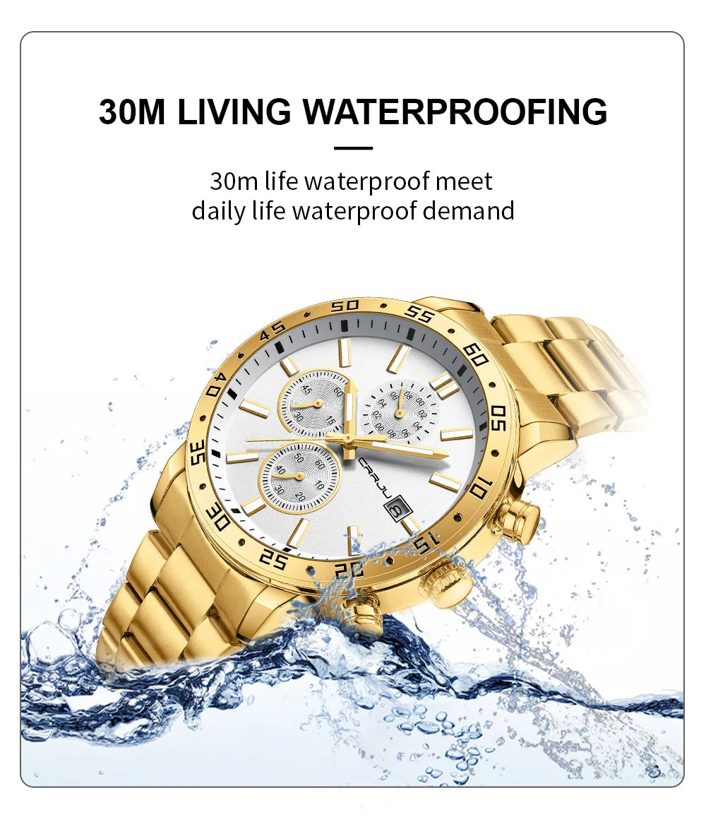 Fashion Mens Business Stainless Steel Band Quartz Watches with Calendar Chronograph Luminous Analog Wristwatch Man