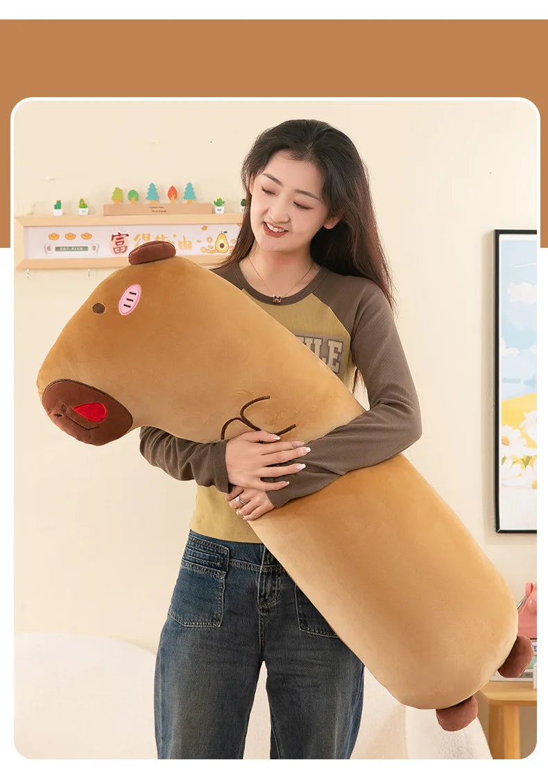 65/85/105cm Kawaii Capybara Plush Long Pillow Toys Sleeping Pillow Soft Cartoon Stuffed Animal Capibala Dolls Kids Children Gift