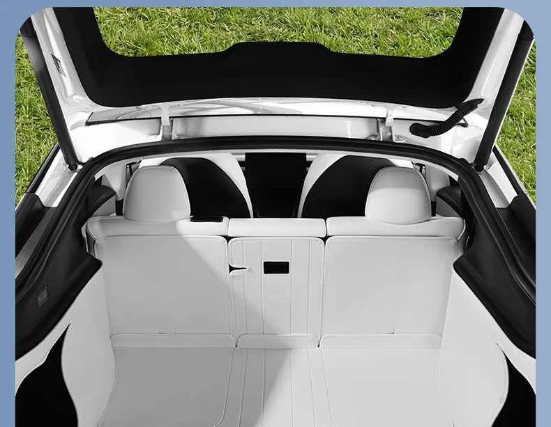 Custom Nappa Leather Trunk Mat Set for Tesla Model Y Juniper 2025 2026 Full Coverage Cargo Liner 7 Piece