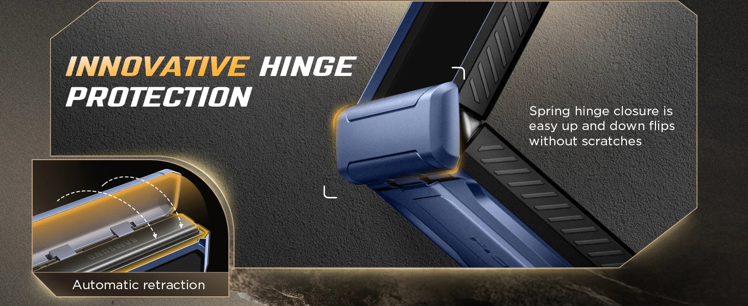 For Galaxy Z Flip 7 Case with Kickstand & 360° Rotatable Belt-Clip Built-in Privacy Screen Protector Hinge Protection Phone Case