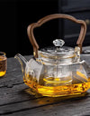 1000ML Octahedral Heat Resistant Glass Teapot Steaming and Boiling Dual-use Lifting Beam Tea Pot Glass Kettle Kung Fu Tea Set