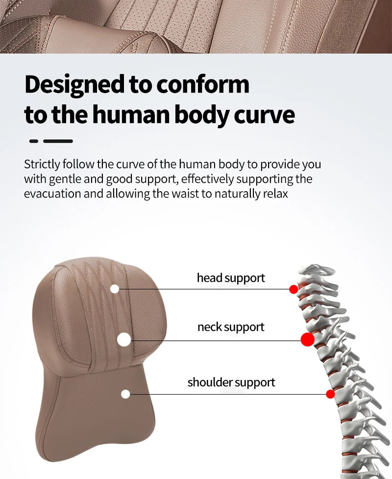 PU Car Lumbar Back Support Headrest Neck Pillow Memory Foam Lumbar Pillow Universal Soft Neck Pillows Cushion Car Supplies