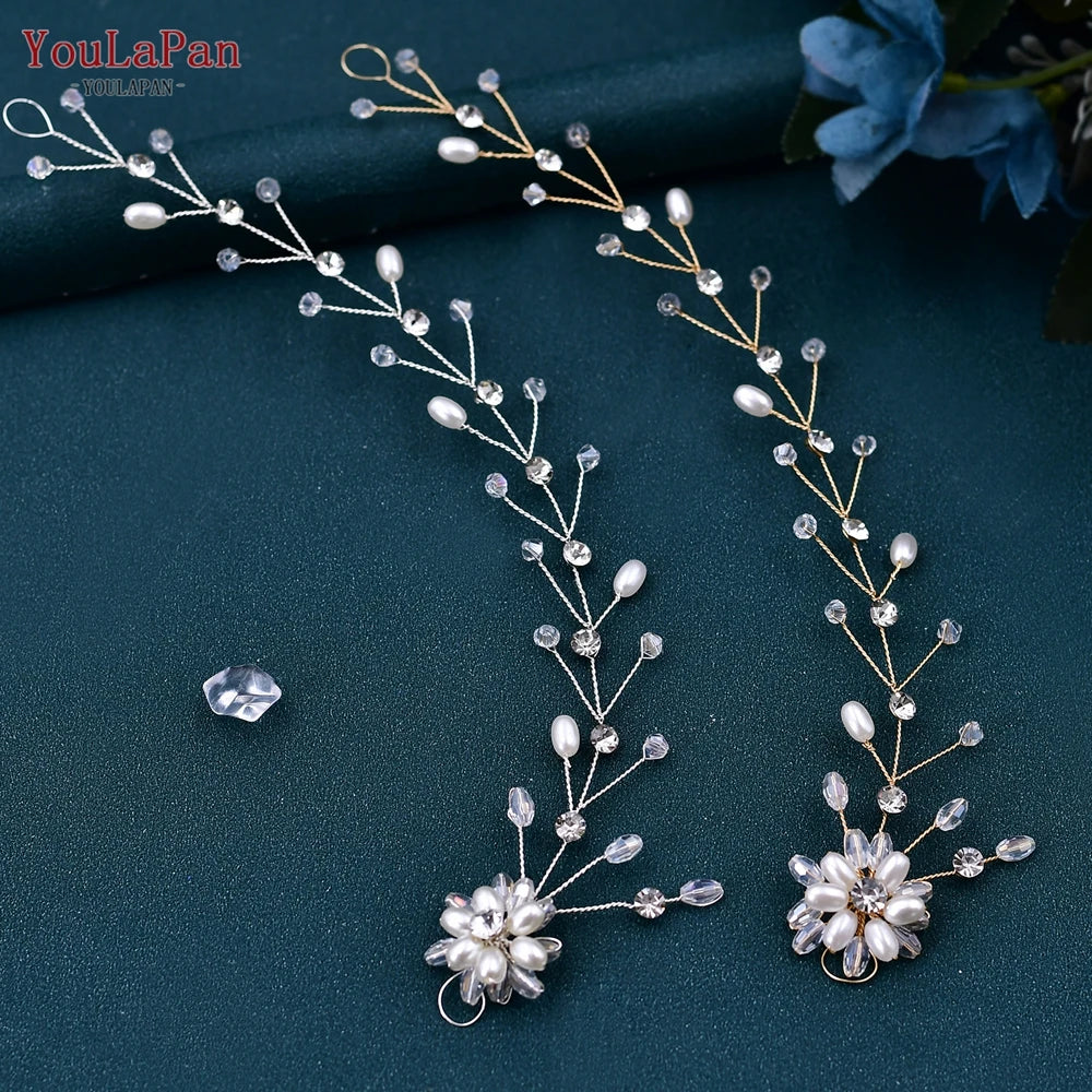 Elegant Pearl Bridal Headband Decoration Crystal Woman Headpiece Wedding Headdress for Bride Hair Accessories