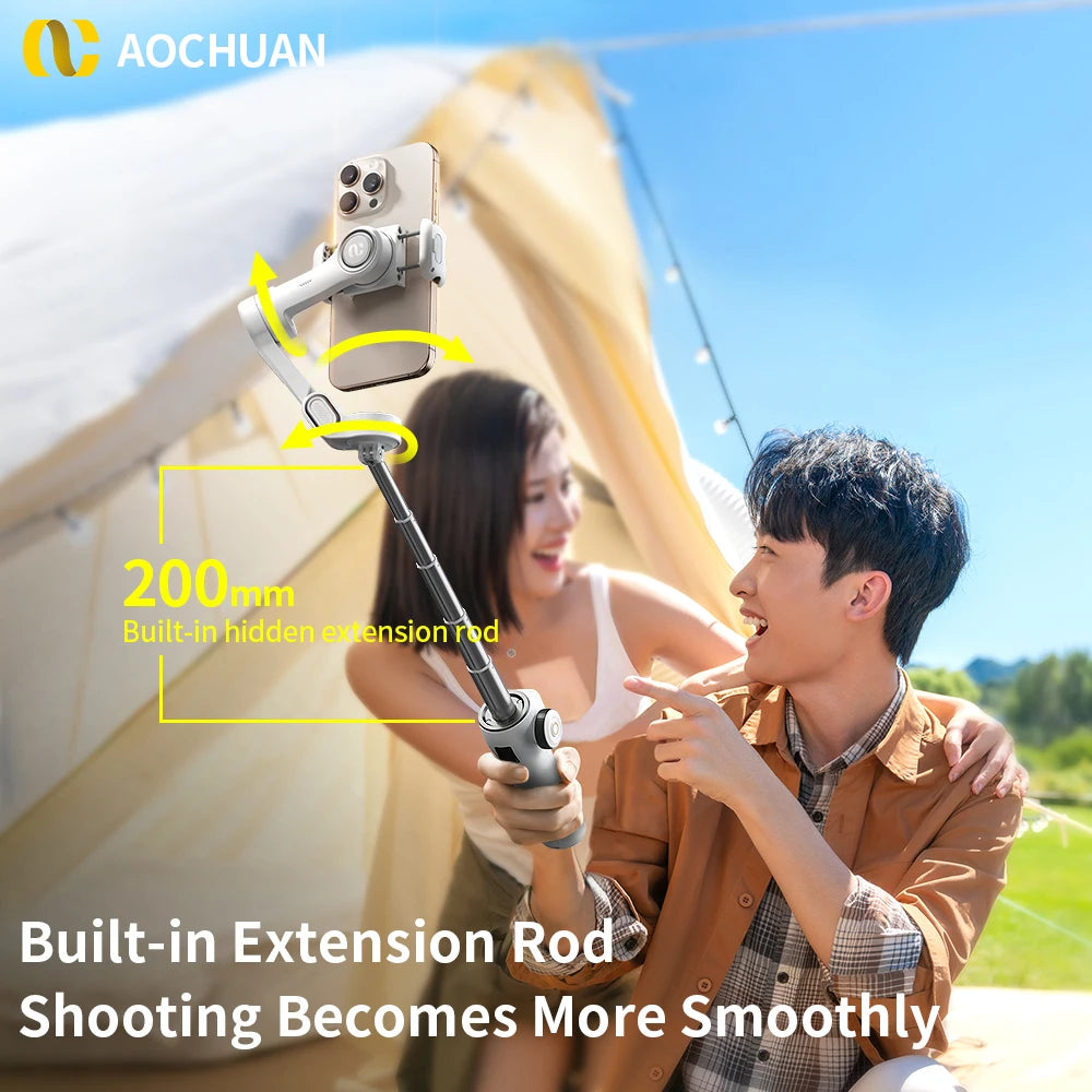 3-Axis Handheld Gimbal Phone Stabilizer with Extension Rod  8.0 Anti Shake Face Tracking for Phone Outdoor Shooting Vlog