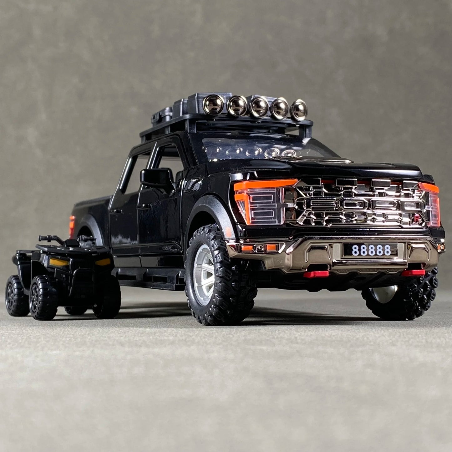 1:24 F150 Off Road Pickup Truck Alloy Diecast Metal Model Sound & Light Pull Back Toy Trendy Display Birthday Present For Friend