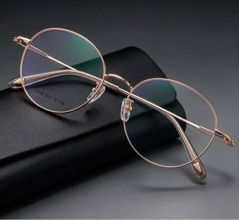 Retro Round Lightweight Alloy Eyeglasses Frames