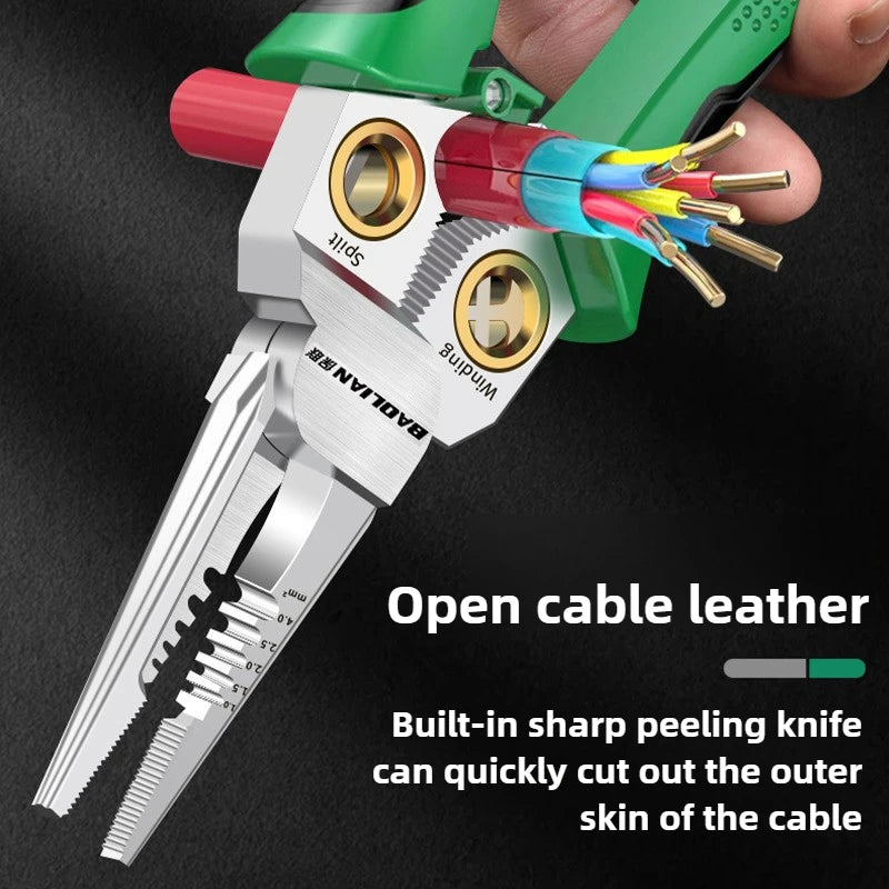 Multifunctional Wire Stripper Electrician's Pliers 8-in-1 Stainless Steel Needle-nose Pliers with Wire Measuring Hand Tools