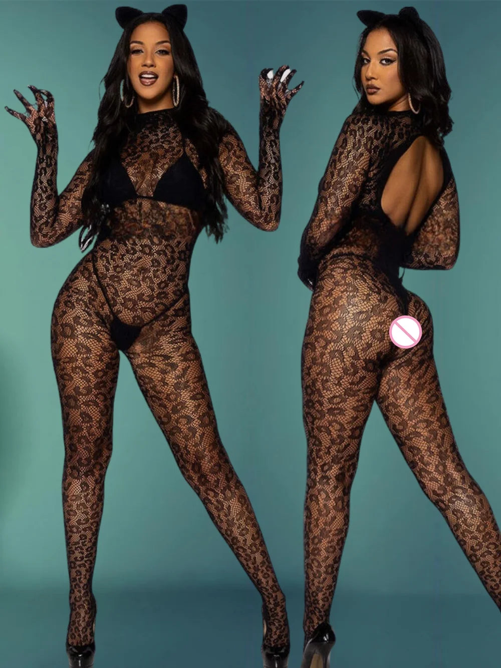 Black Open Crotch Bodystocking Hot Lingerie Fishnet Bodysuit Hollow Out Erotic Underwear