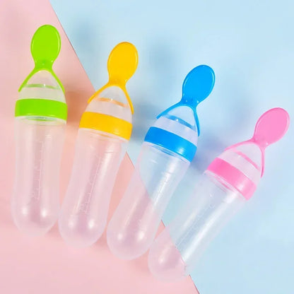 Squeezing Baby Feeding Bottle Silicone Newborn Baby Training Rice Spoon Infant Cereal Food Supplement Feeder Toddler Milk Bottle