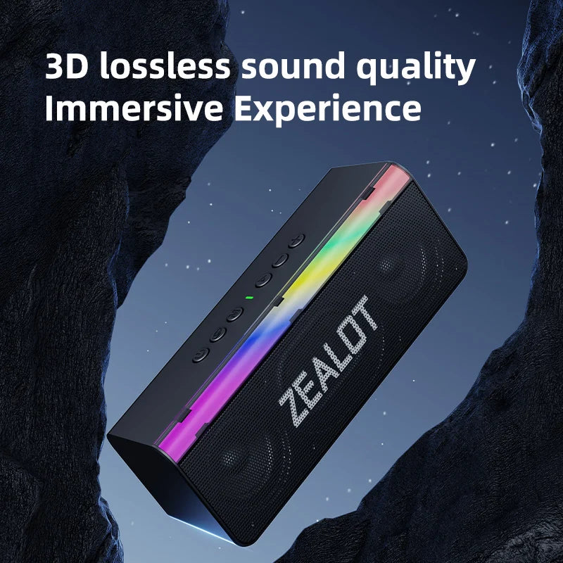 ZEALOT-S72 Portable Bluetooth-Compatible Speakers, Bass with Subwoofer, Wireless Sound Box, Waterproof TWS Boombox, 3000mAh, 20W