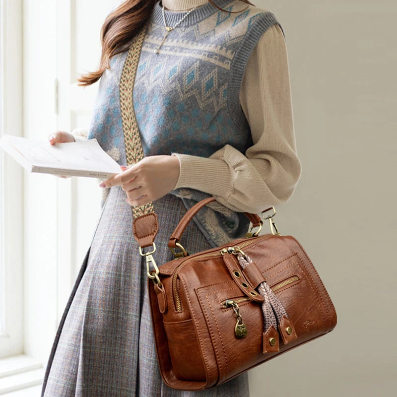 Handbags High Quality Leather Shoulder Bags Designer Solid Color Handbag