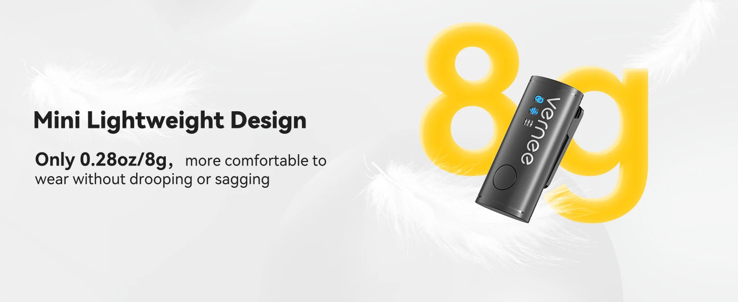 V10 Wireless Lavalier Microphone 60M Noise Cancellation Vlog Short Video Recording Mini Mic for iPhone/Android