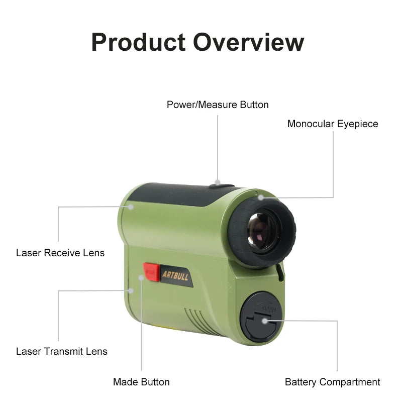 OLED Red Display 1200Yard / 2000Yard Laser Rangefinder with 7X Magnification