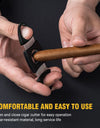 Cigar Cutter with Leather Case for Men, Stainless Steel, Double Cut Blade Guillotine, Cigar Accessories