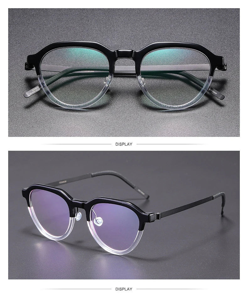 Vintage Polygon Titanium Acetate Screwless Eyeglasses Frame