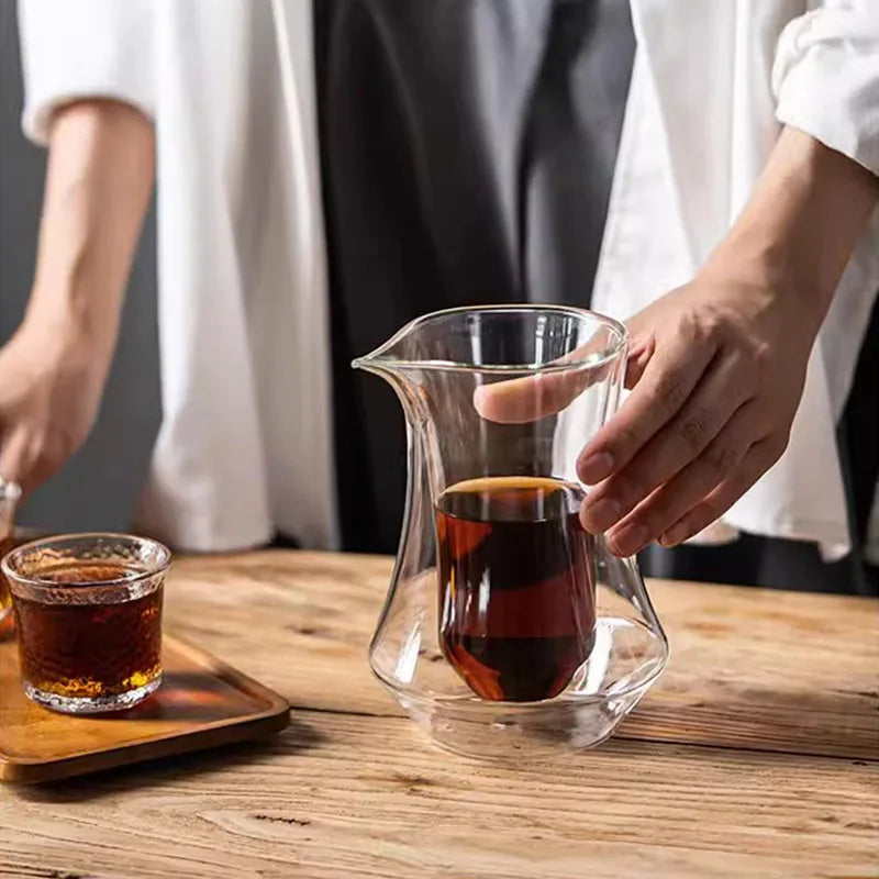 300ml Double-layer Glass Coffee Sharing Pot Transparent Hanging Ear Espresso Coffee Cup Heat Insulation Cold Coffee Sharing Tool